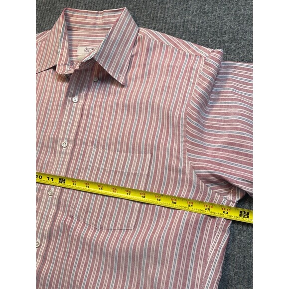 Arrow Dover Dress Shirt Mens Size 16.5 Red Stripe Regular Fit Short Sleeve - Picture 6 of 8